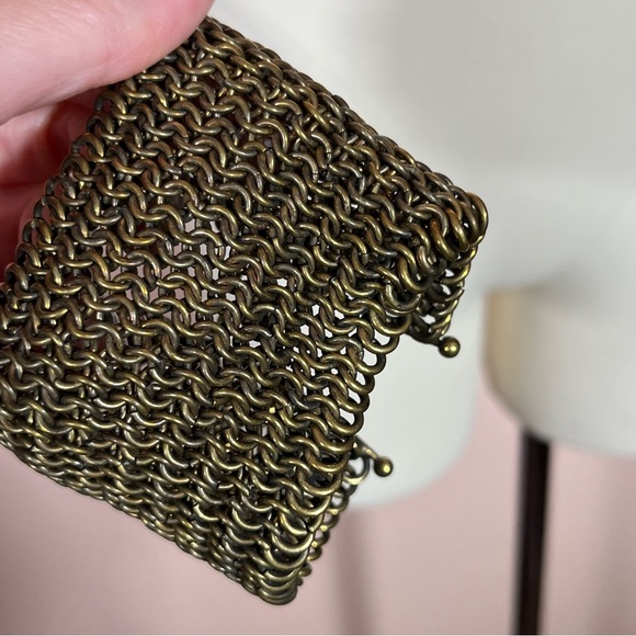 Vintage Y2K Heavy Gold Chainmail Victorian Medieval goth wide bracelet - Picture 10 of 17
